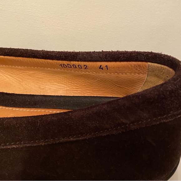 PRADA SHOES LOAFERS FLATS BROWN SUEDE LEATHER RUBBER SOLE ITALY SIZE 41 10.5 - Picture 12 of 13